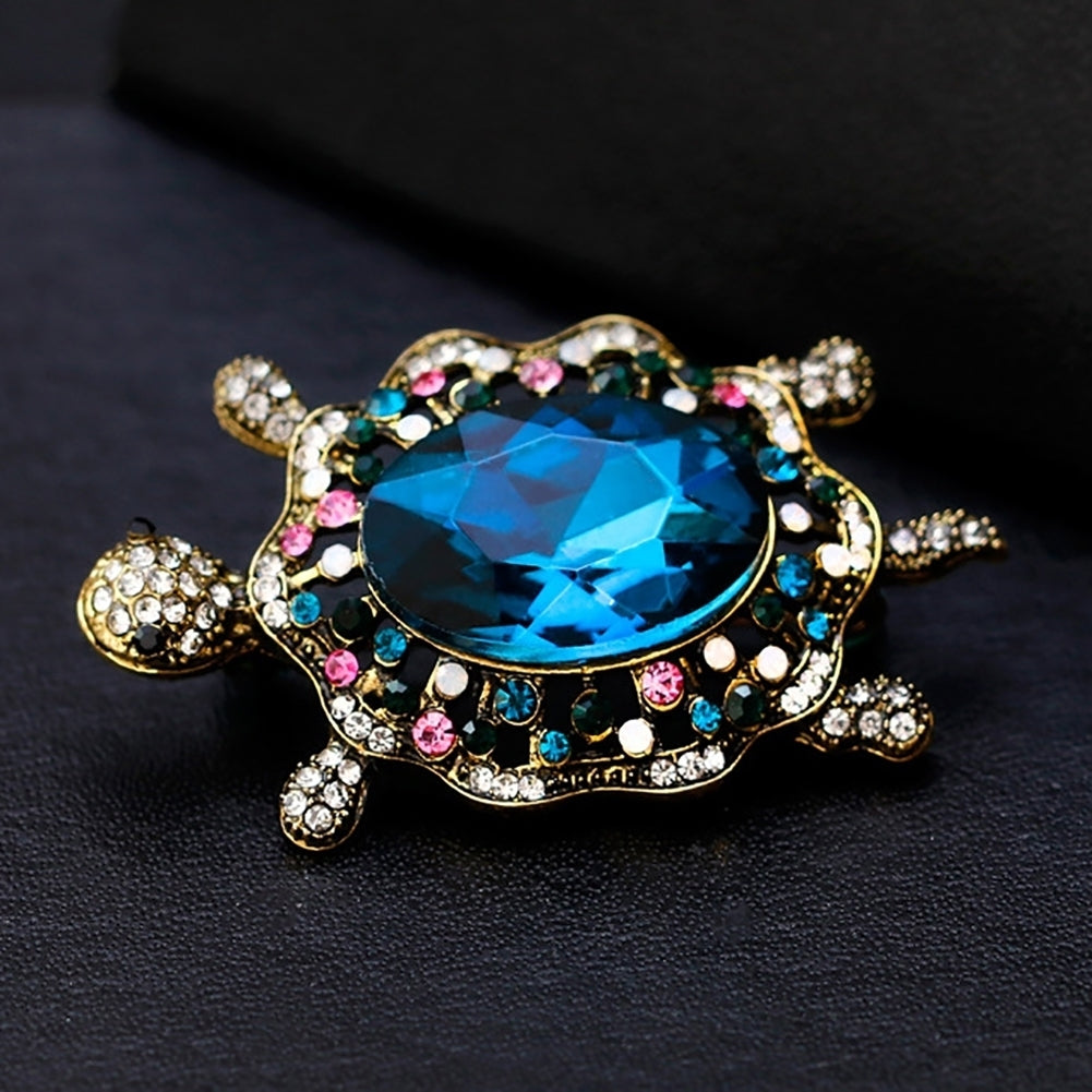 Fashion Enamel Cartoon Turtle Rhinestones Faux Gem Inlaid Brooch Pin Jewelry Image 9