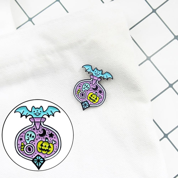 Unique Cartoon Bat Pumpkin Cart Enamel Brooch Pin Denim Badge Image 1