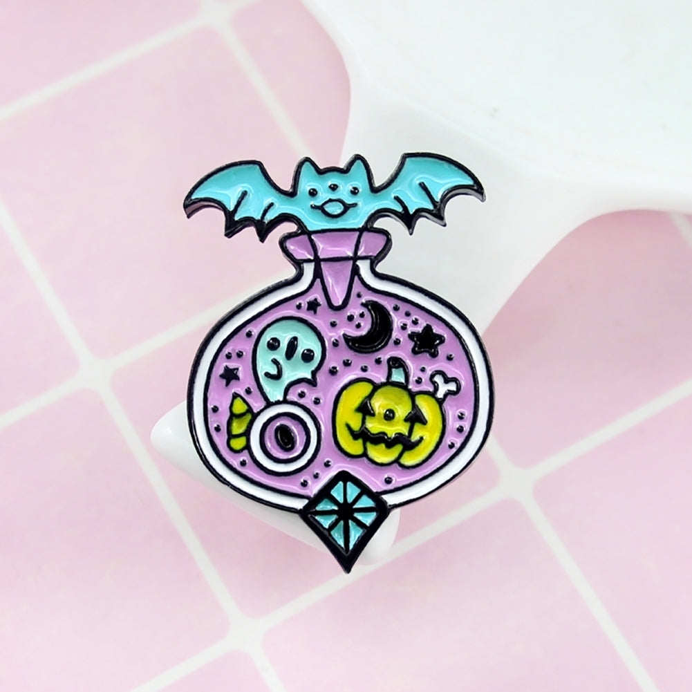 Unique Cartoon Bat Pumpkin Cart Enamel Brooch Pin Denim Badge Image 3