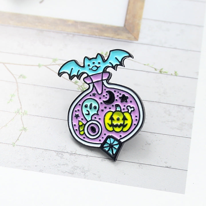 Unique Cartoon Bat Pumpkin Cart Enamel Brooch Pin Denim Badge Image 6