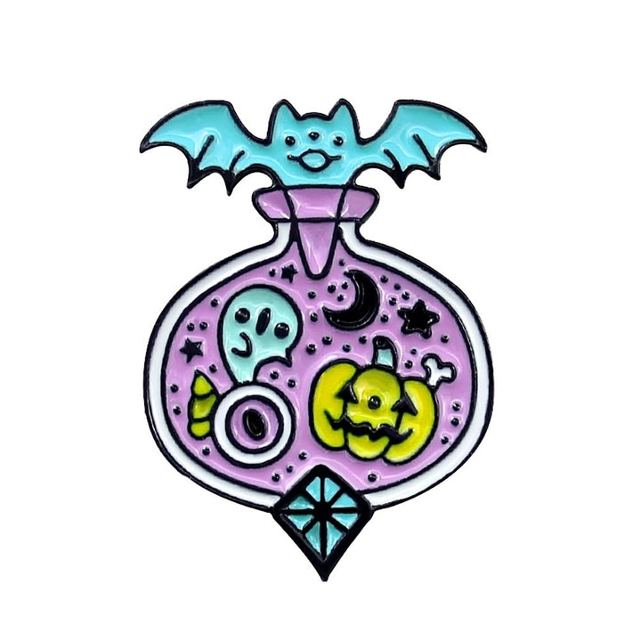 Unique Cartoon Bat Pumpkin Cart Enamel Brooch Pin Denim Badge Image 7