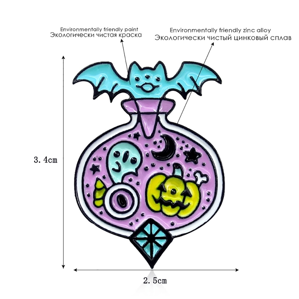 Unique Cartoon Bat Pumpkin Cart Enamel Brooch Pin Denim Badge Image 8