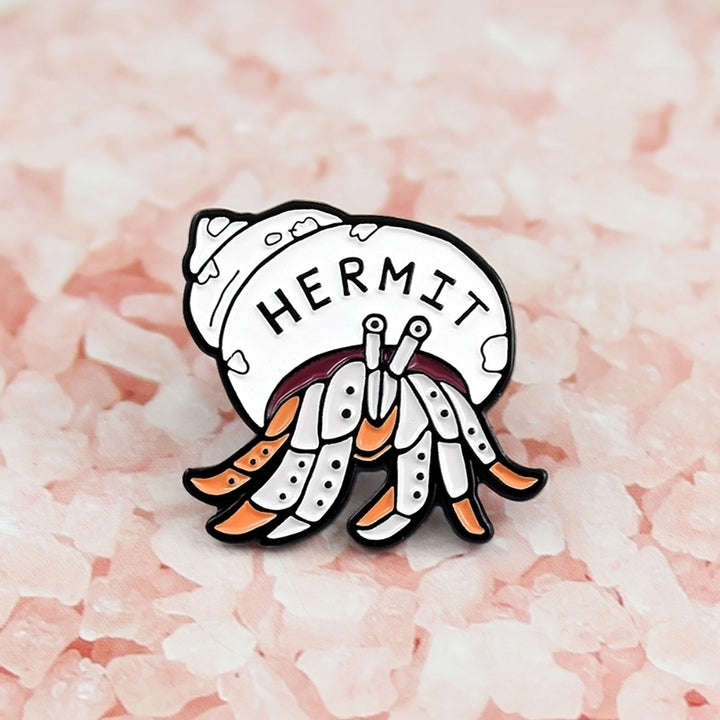 Cartoon Hermit Crab Enamel Brooch Pin Unisex Badge Denim Coat Clothes Decor Image 1