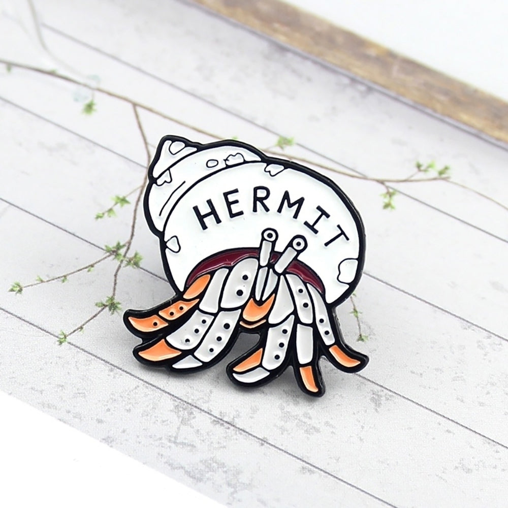 Cartoon Hermit Crab Enamel Brooch Pin Unisex Badge Denim Coat Clothes Decor Image 2