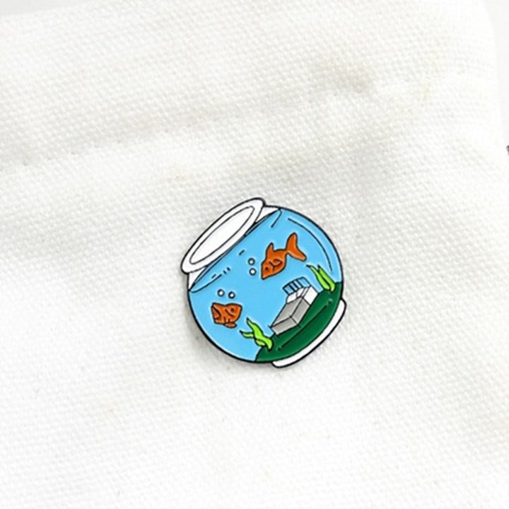 Cute Goldfish Fish Tank Enamel Brooch Pin Lapel Denim Jeans Coat Badge Jewelry Image 6