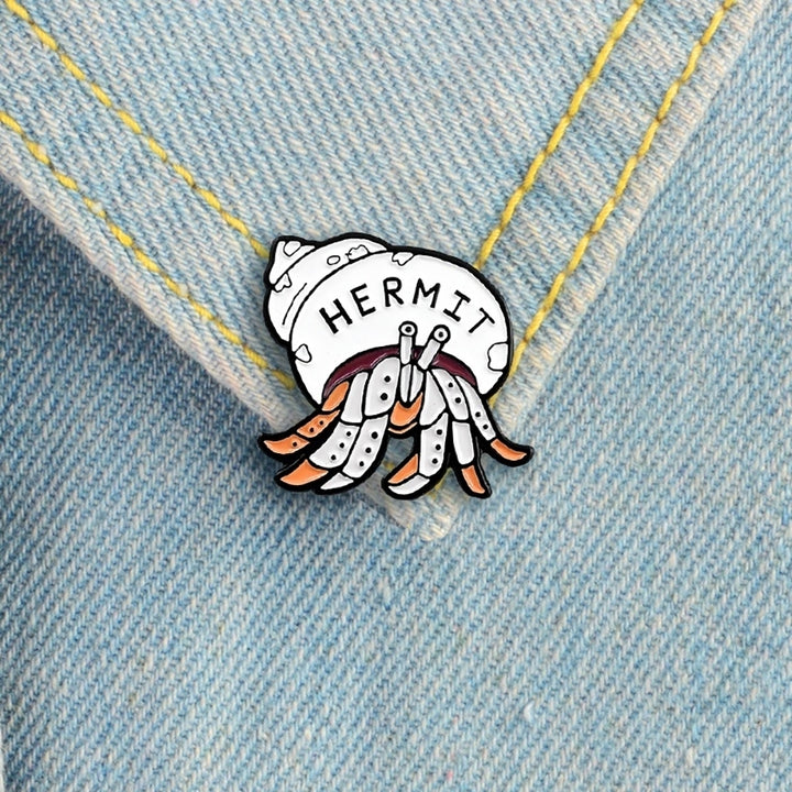 Cartoon Hermit Crab Enamel Brooch Pin Unisex Badge Denim Coat Clothes Decor Image 8