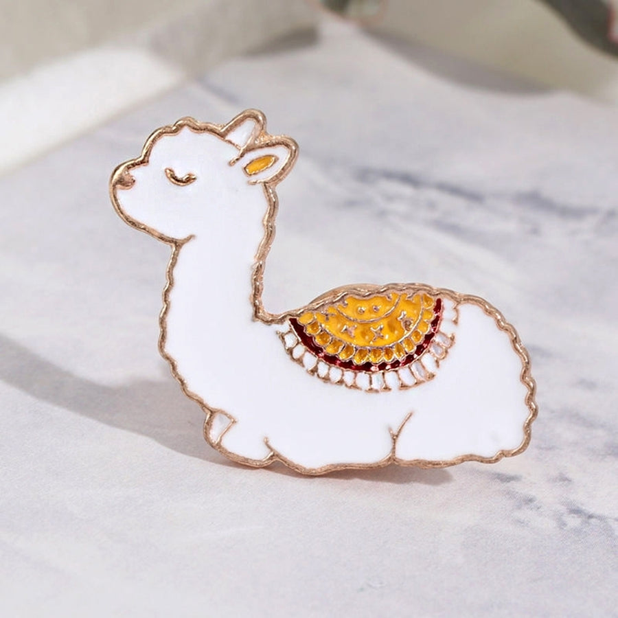 Cute Alpaca Shape Enamel Women Brooch Pin Collar Badge Jewelry Clothes Decor Image 1