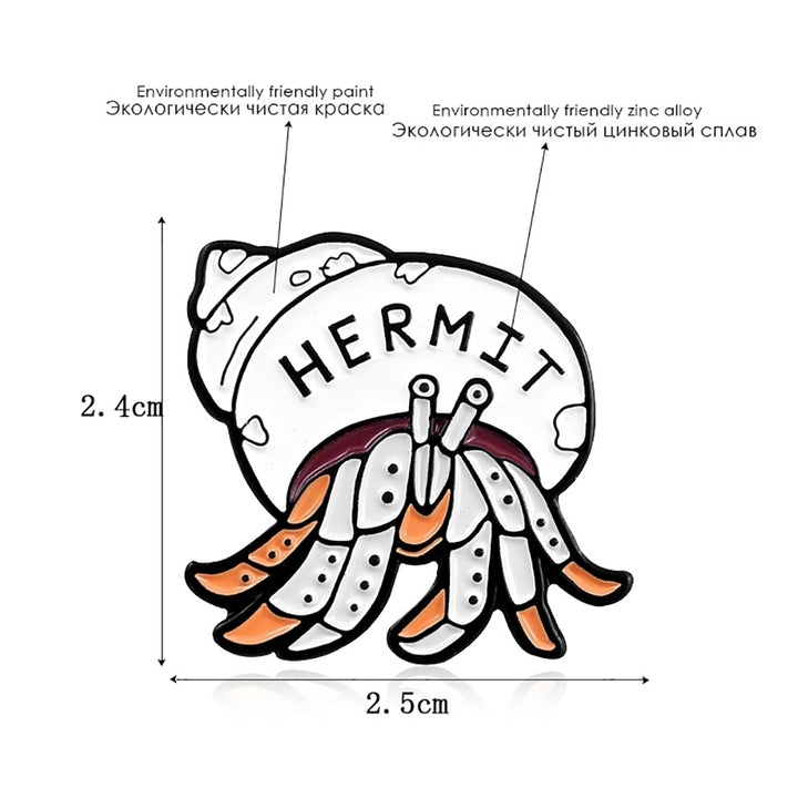 Cartoon Hermit Crab Enamel Brooch Pin Unisex Badge Denim Coat Clothes Decor Image 12