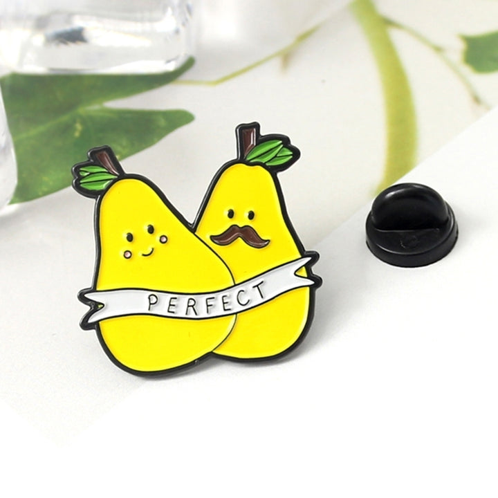 Cartoon Double Pear English Letter Perfect Badge Collar Brooch Pin Clothes Decor Image 2