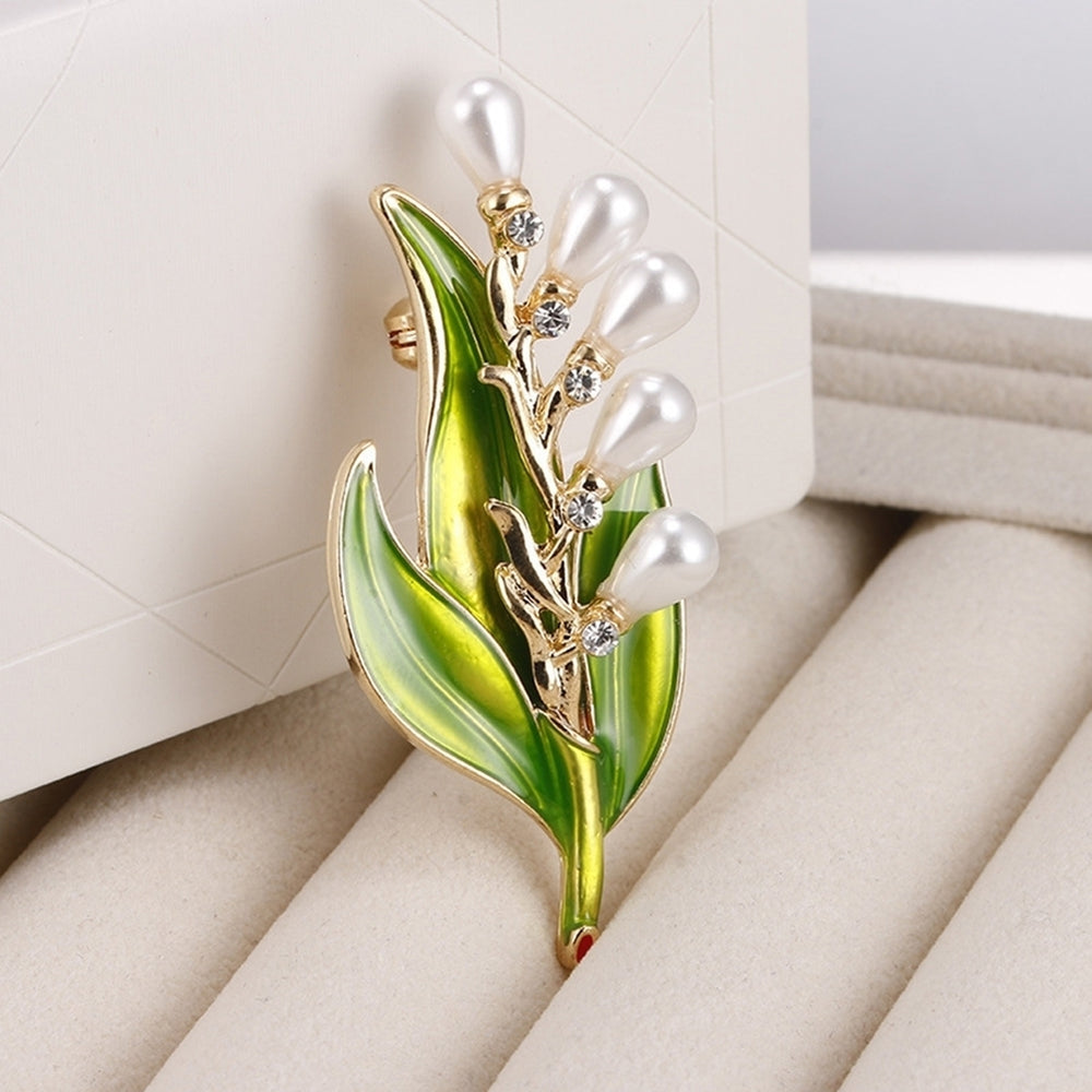 Rhinestone Faux Pearl Tree Leaf Brooch Pin Fashion Women Party Jewelry Gift Image 2