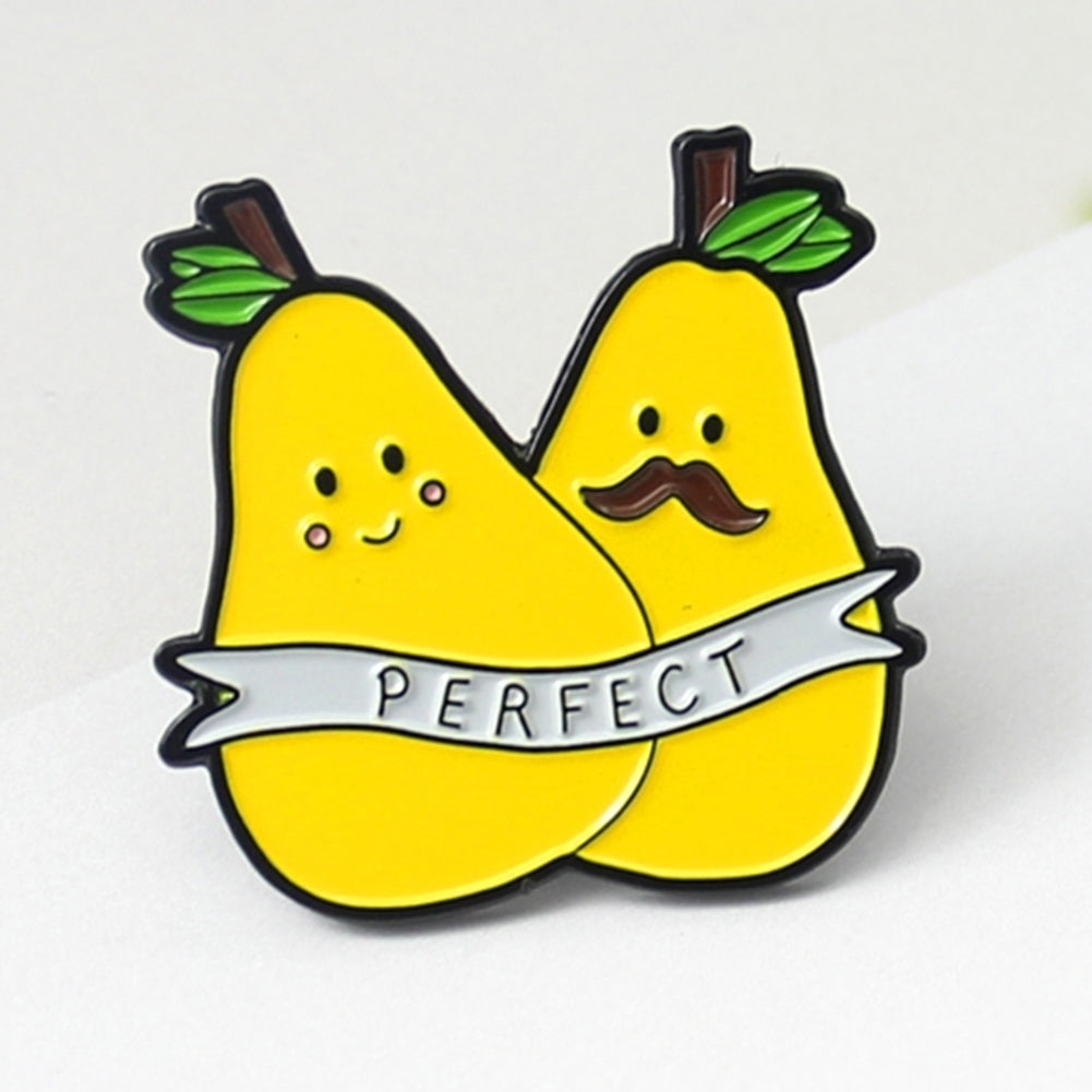 Cartoon Double Pear English Letter Perfect Badge Collar Brooch Pin Clothes Decor Image 4