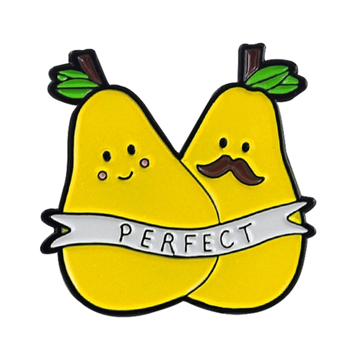 Cartoon Double Pear English Letter Perfect Badge Collar Brooch Pin Clothes Decor Image 4