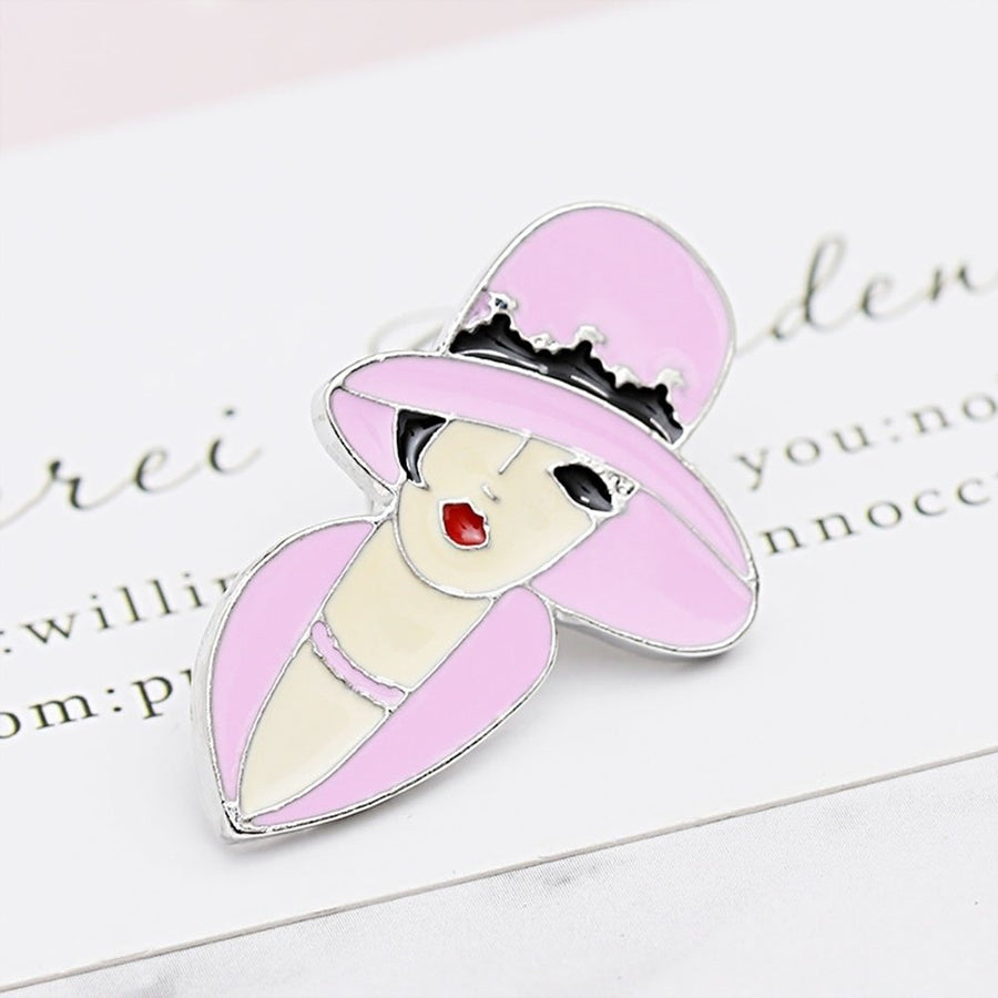 Fashion Women Modern Female Head Enamel Badge Collar Brooch Pin Clothes Decor Image 1