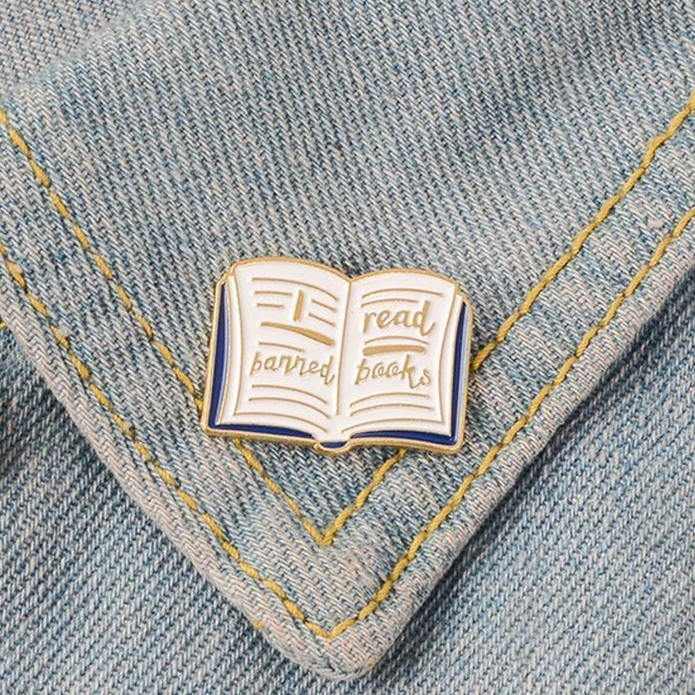 Women English Words Banned Read Books Enamel Brooch Pin Collar Badge Jewelry Image 1