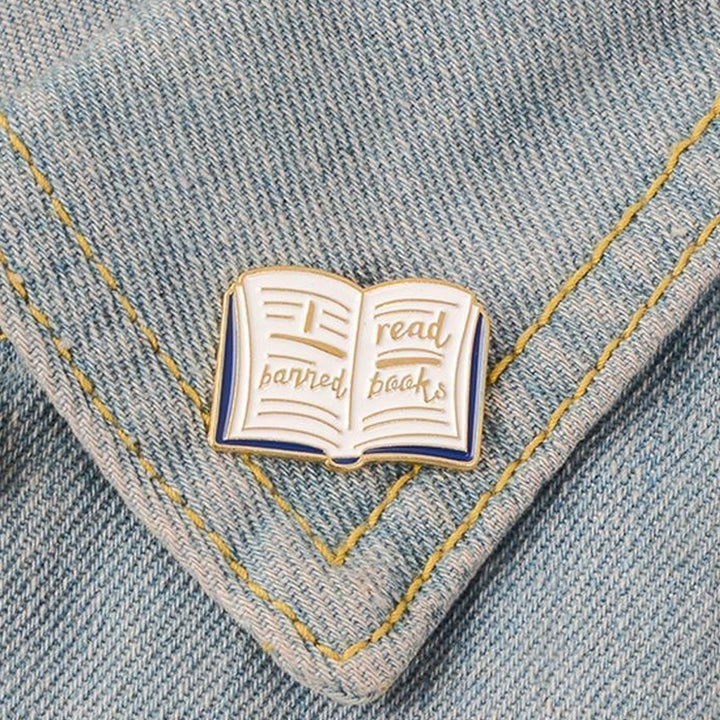 Women English Words Banned Read Books Enamel Brooch Pin Collar Badge Jewelry Image 1