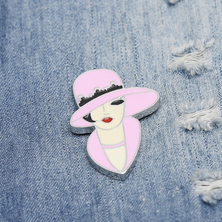 Fashion Women Modern Female Head Enamel Badge Collar Brooch Pin Clothes Decor Image 3