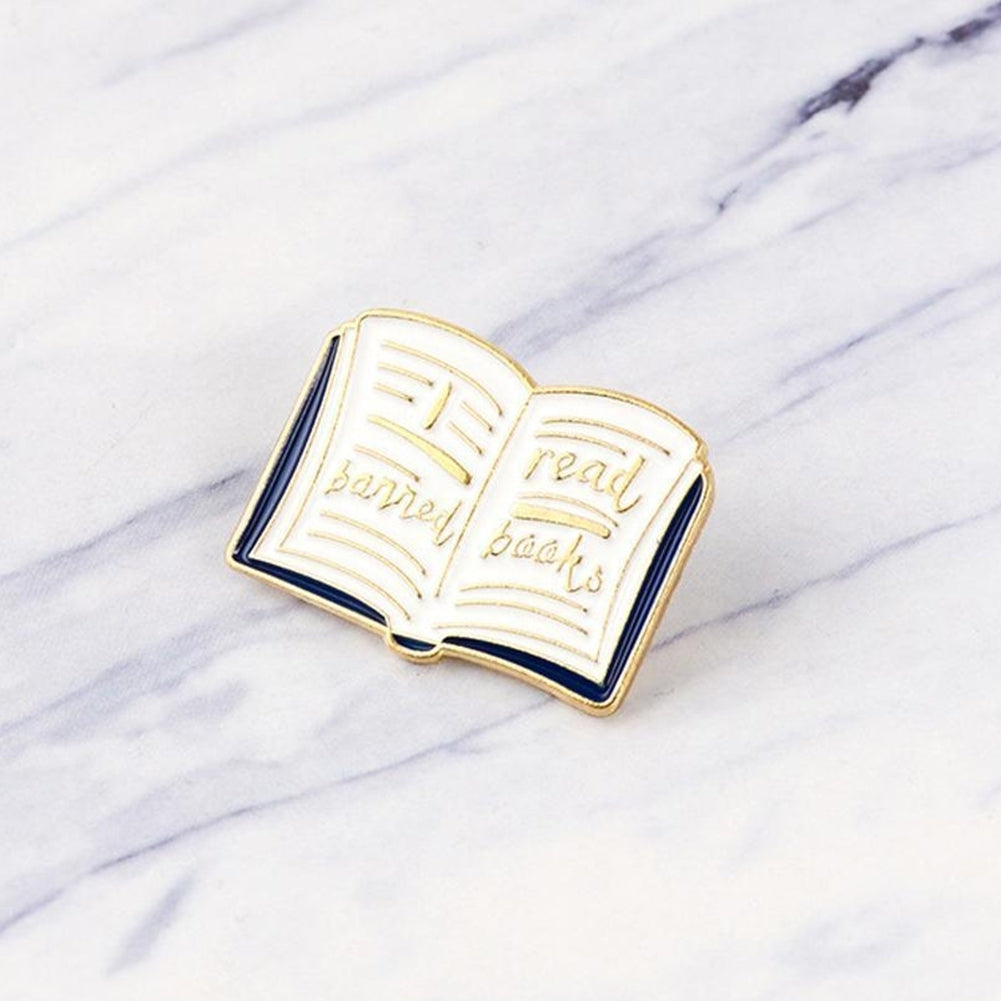 Women English Words Banned Read Books Enamel Brooch Pin Collar Badge Jewelry Image 2