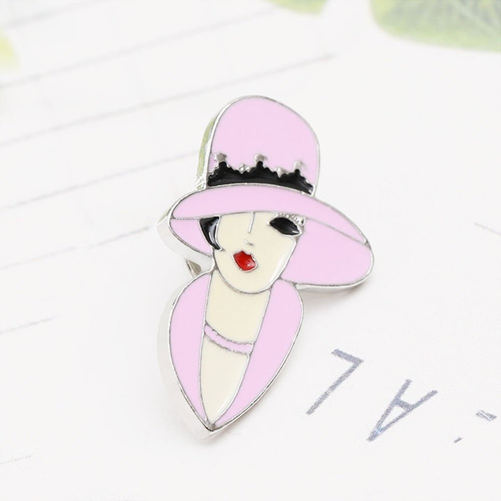 Fashion Women Modern Female Head Enamel Badge Collar Brooch Pin Clothes Decor Image 4