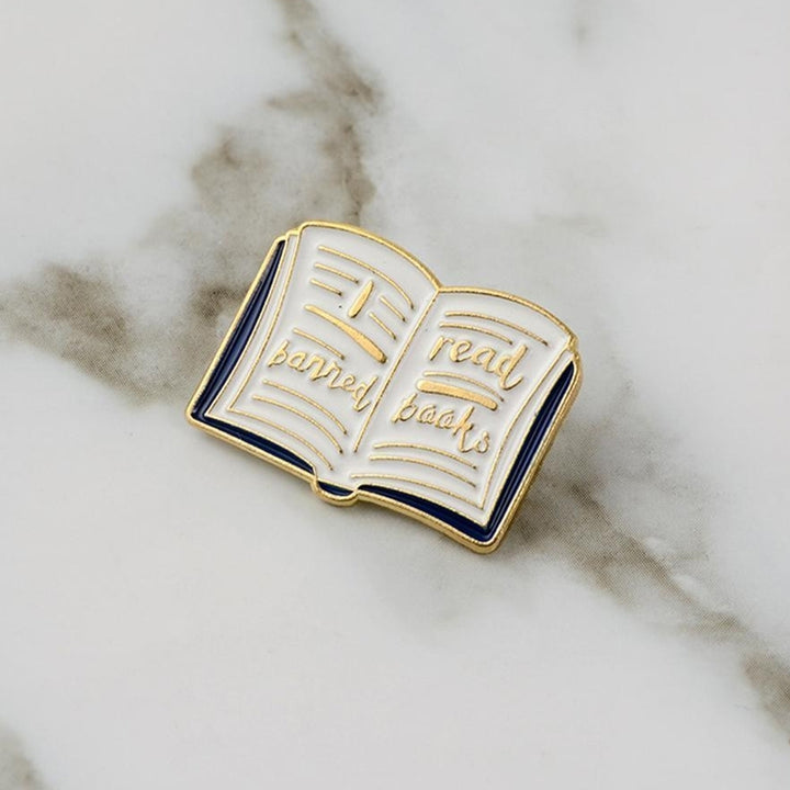 Women English Words Banned Read Books Enamel Brooch Pin Collar Badge Jewelry Image 3