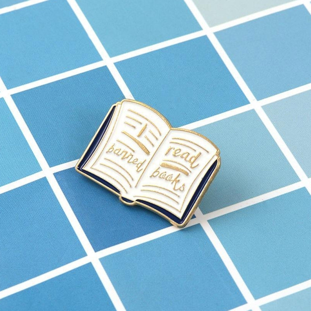 Women English Words Banned Read Books Enamel Brooch Pin Collar Badge Jewelry Image 4