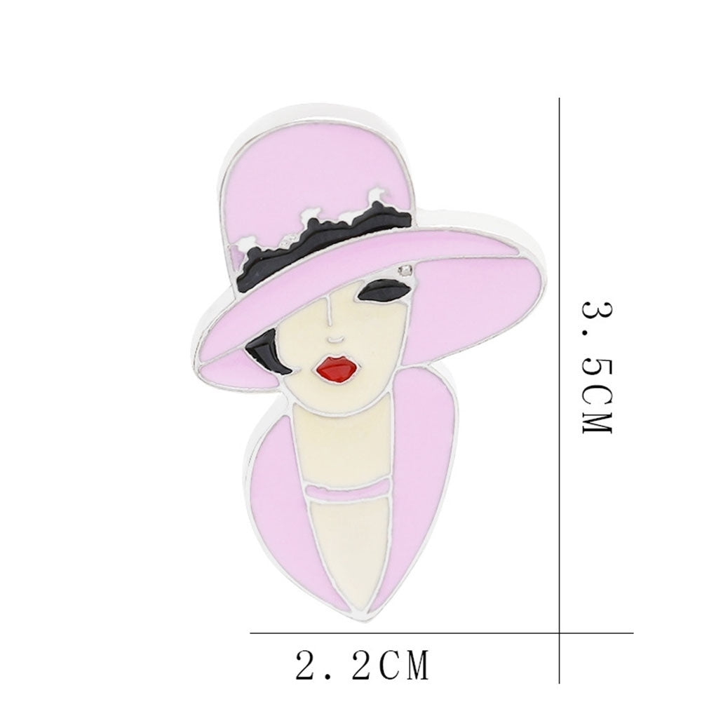 Fashion Women Modern Female Head Enamel Badge Collar Brooch Pin Clothes Decor Image 6