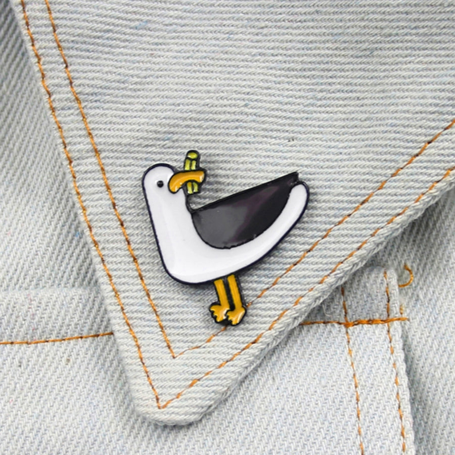 Collar Badge Pigeon Shape Not Easy Fall Off Alloy Enamel Brooch for Kids Image 1