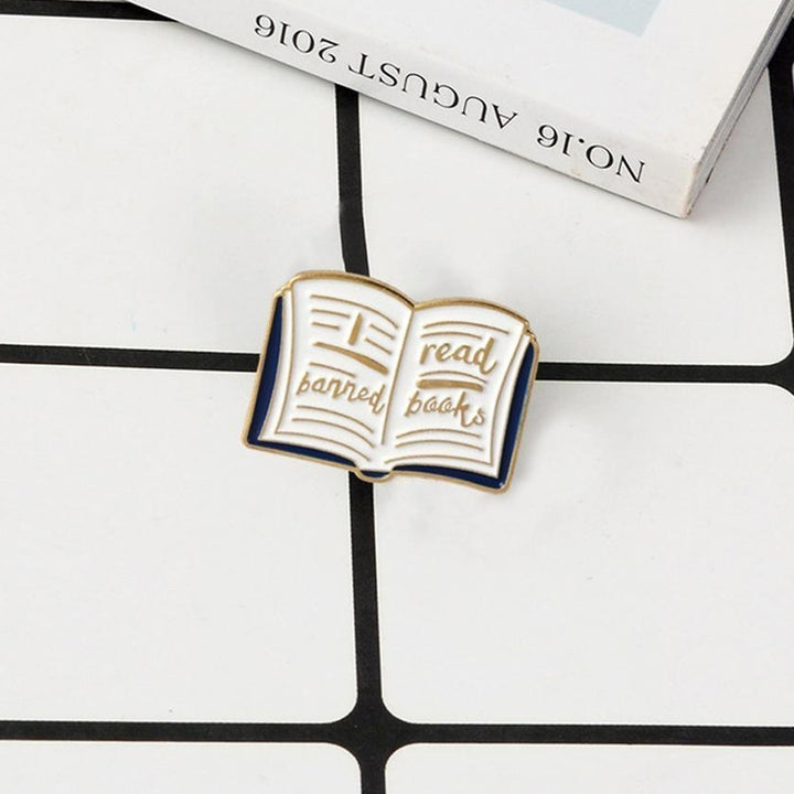 Women English Words Banned Read Books Enamel Brooch Pin Collar Badge Jewelry Image 8