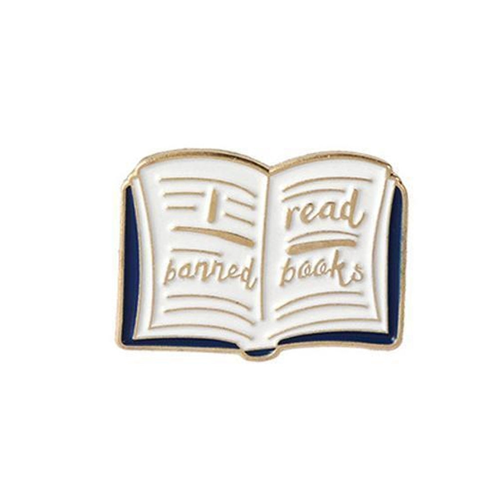 Women English Words Banned Read Books Enamel Brooch Pin Collar Badge Jewelry Image 10