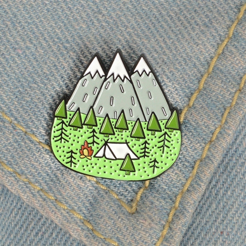 Cartoon Camp Mountain Enamel Collar Lapel Brooch Pin Clothes Scarf Jewelry Image 1