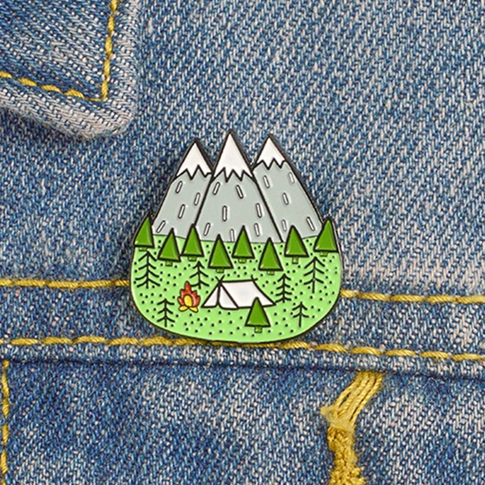 Cartoon Camp Mountain Enamel Collar Lapel Brooch Pin Clothes Scarf Jewelry Image 2