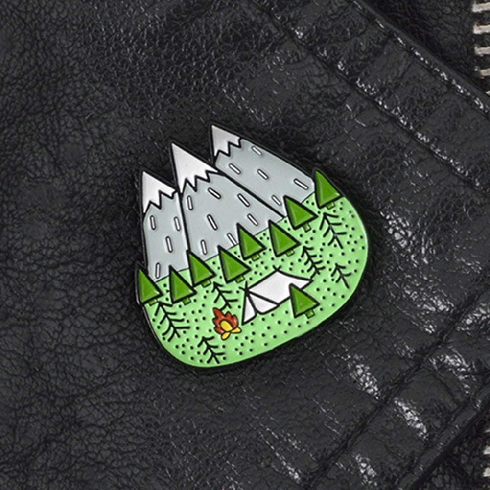 Cartoon Camp Mountain Enamel Collar Lapel Brooch Pin Clothes Scarf Jewelry Image 3