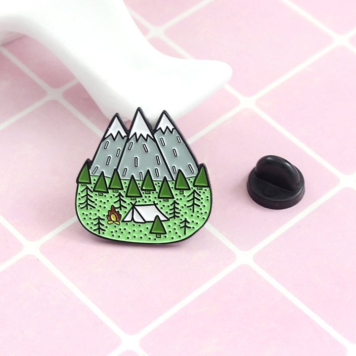 Cartoon Camp Mountain Enamel Collar Lapel Brooch Pin Clothes Scarf Jewelry Image 4