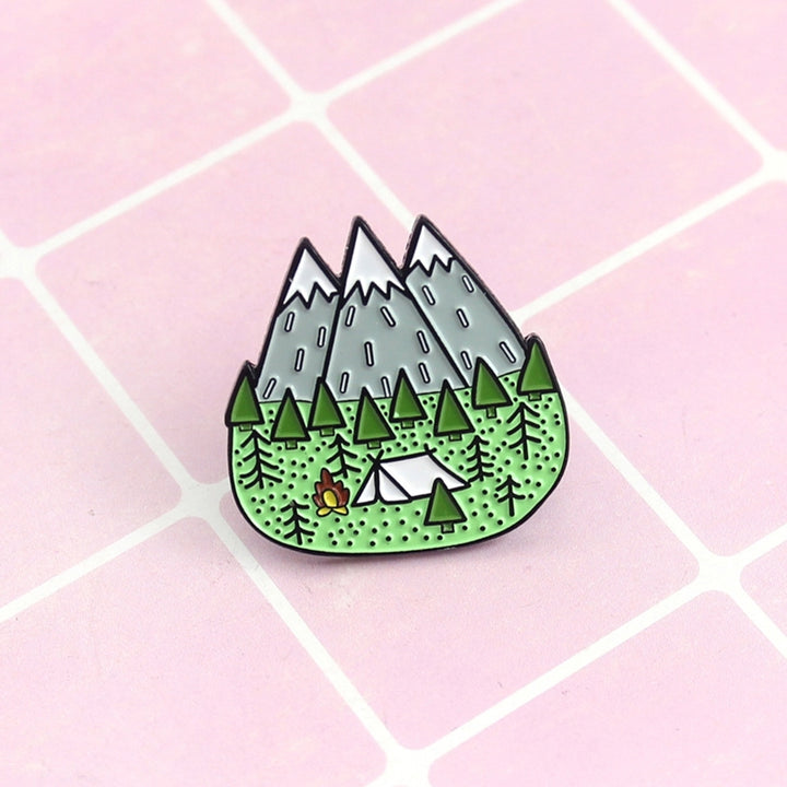 Cartoon Camp Mountain Enamel Collar Lapel Brooch Pin Clothes Scarf Jewelry Image 6