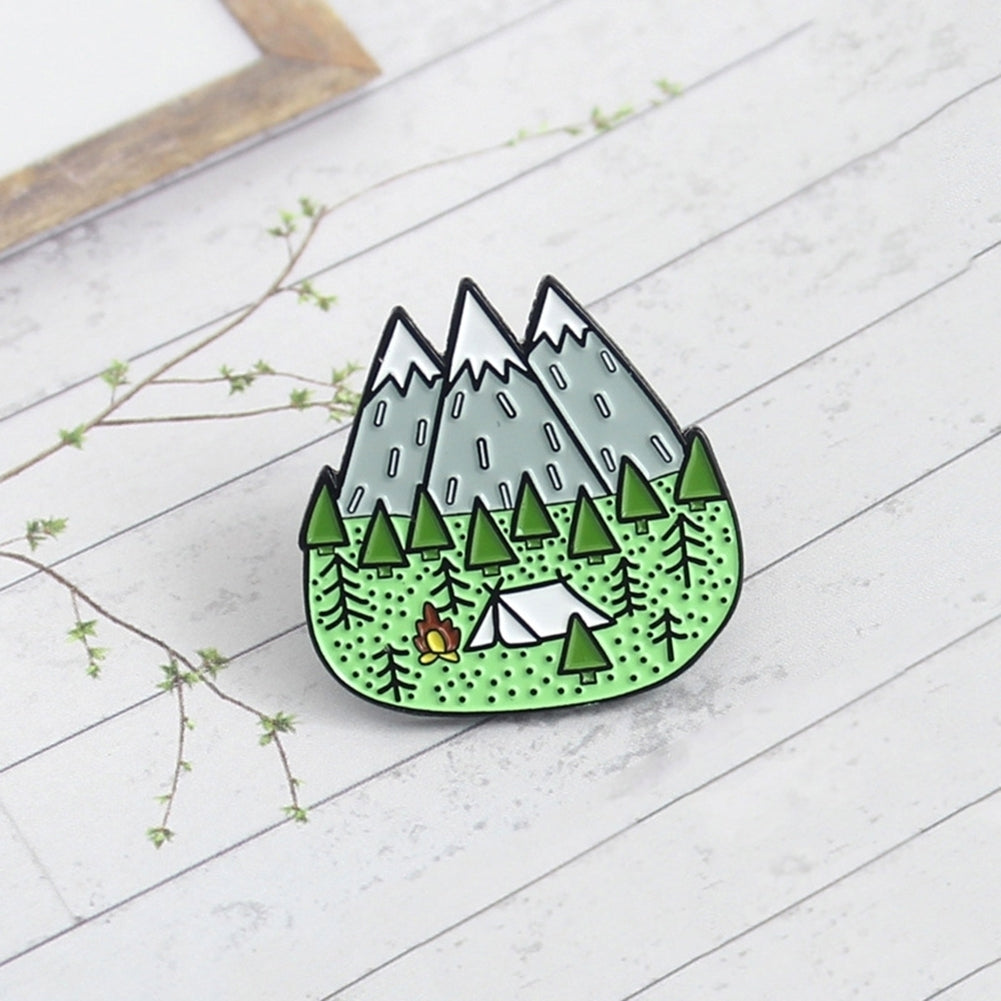 Cartoon Camp Mountain Enamel Collar Lapel Brooch Pin Clothes Scarf Jewelry Image 8