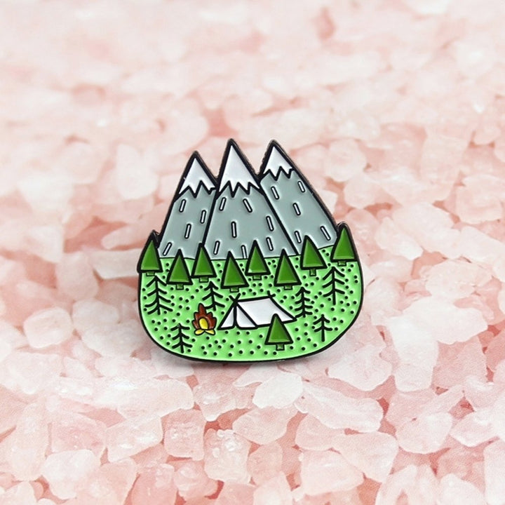 Cartoon Camp Mountain Enamel Collar Lapel Brooch Pin Clothes Scarf Jewelry Image 9