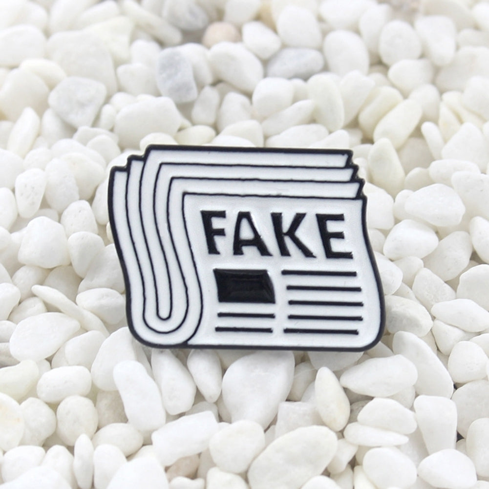 Cartoon Newspaper English Letter Fake Enamel Badge Brooch Pin Clothes Jewelry Image 2