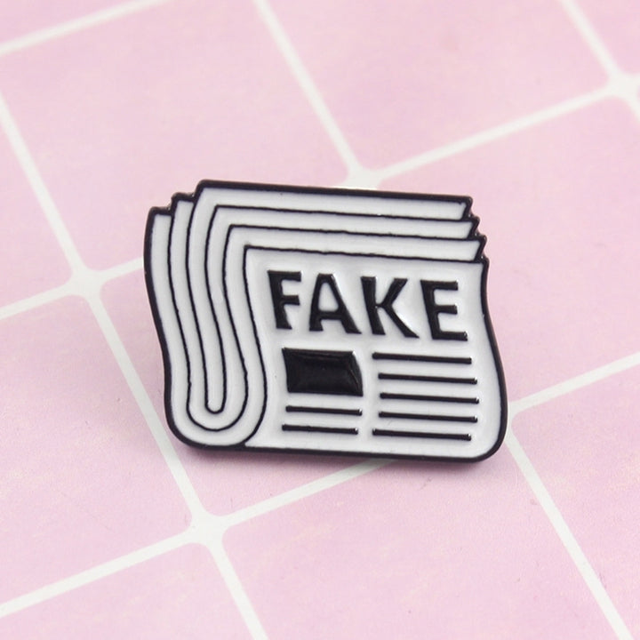 Cartoon Newspaper English Letter Fake Enamel Badge Brooch Pin Clothes Jewelry Image 3