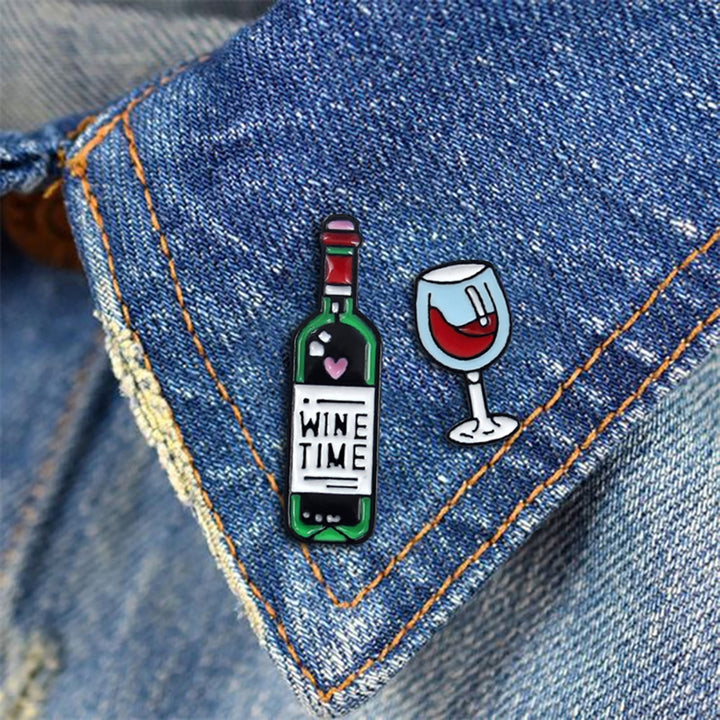 Brooch Pin Stylish Durable Wine Bottle Shape Brooch Pin Denim Jacket Badge Jewelry Scarf Bag Sweater Decor Image 1