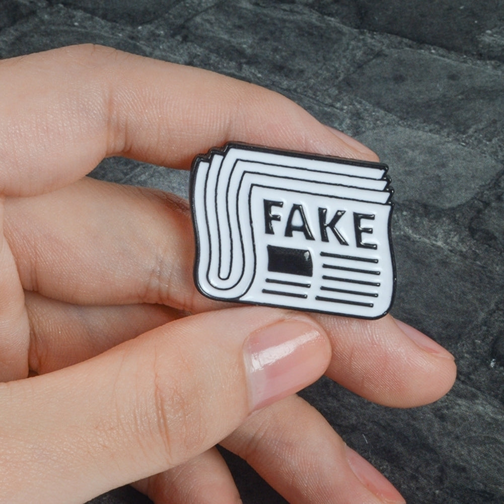 Cartoon Newspaper English Letter Fake Enamel Badge Brooch Pin Clothes Jewelry Image 6