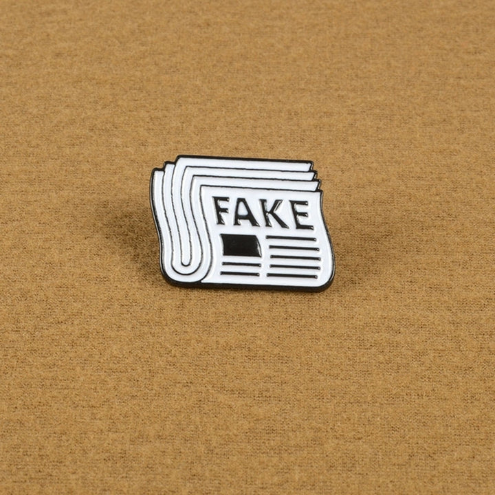 Cartoon Newspaper English Letter Fake Enamel Badge Brooch Pin Clothes Jewelry Image 8