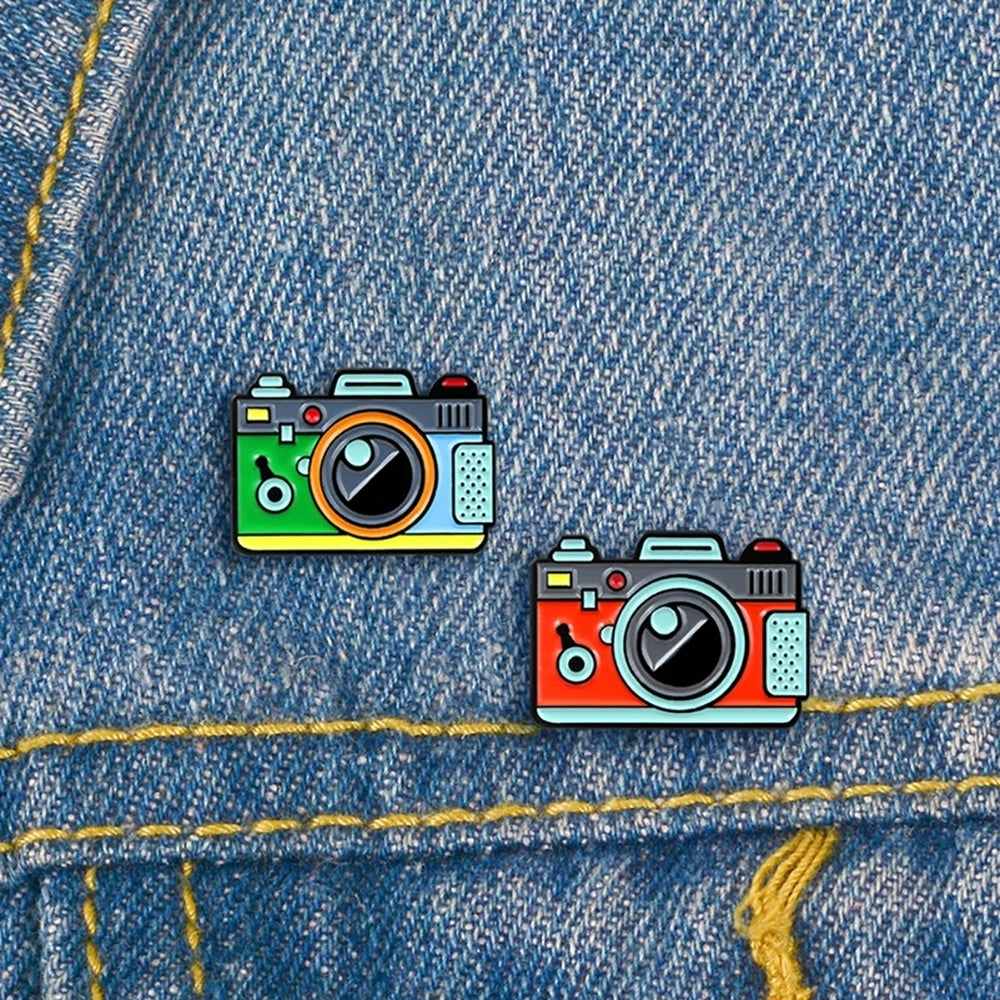 Cartoon Multicolor Camera Badge Collar Lapel Brooch Pin Clothes Jewelry Decor Image 2