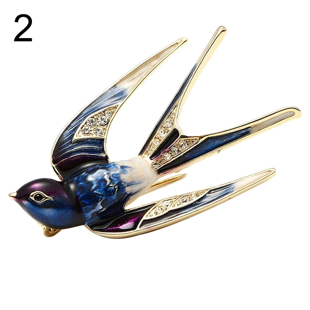 Fashion Women Enamel Swallow Bird Collar Brooch Pin Lapel Clothes Jewelry Decor Image 2