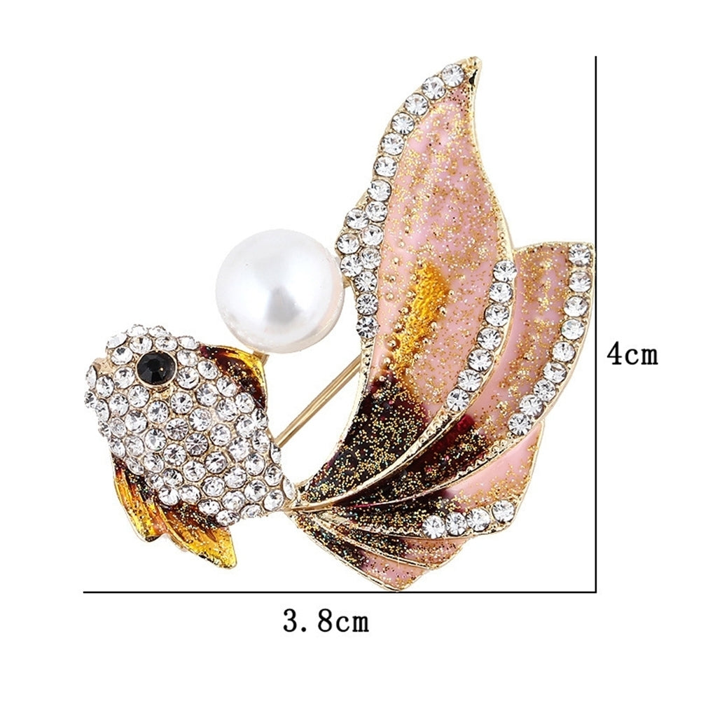 Fashion Goldfish Faux Pearl Rhinestone Collar Brooch Pin Lapel Clothes Jewelry Image 7
