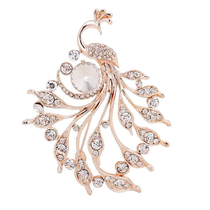 Women Peacock Shape Rhinestone Inlaid Brooch Pin Breastpin Collar Hat Jewelry Image 2