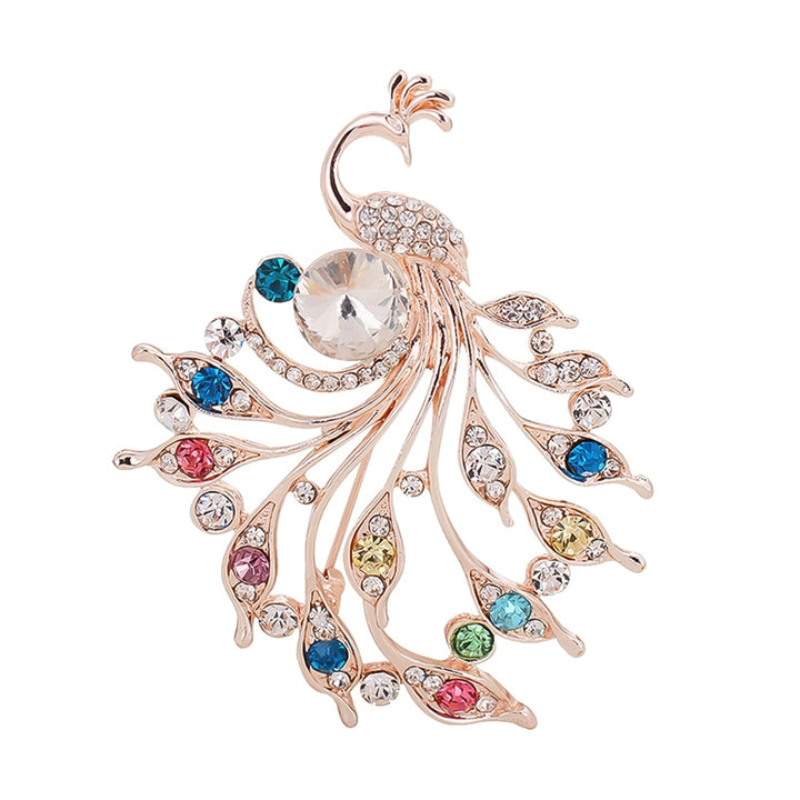 Women Peacock Shape Rhinestone Inlaid Brooch Pin Breastpin Collar Hat Jewelry Image 3