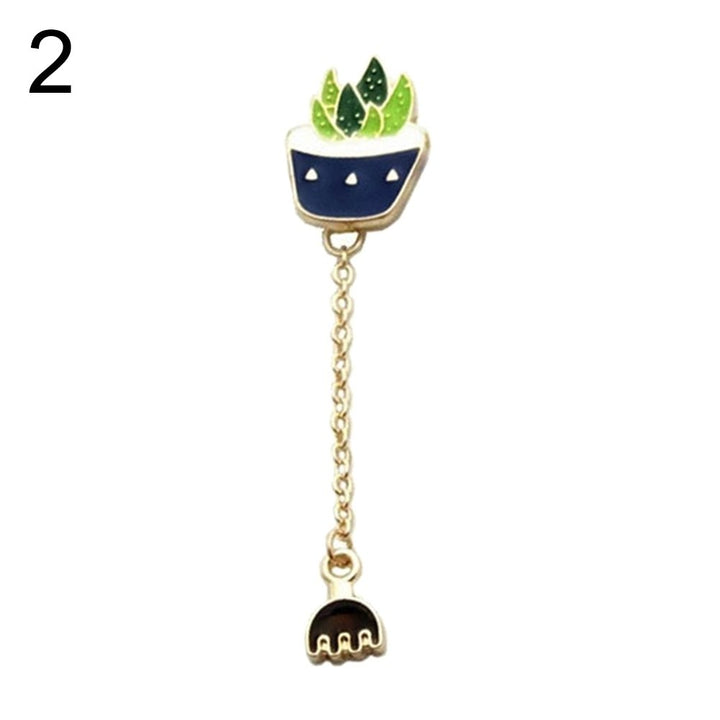 Women Lovely Succulents Enamel Pendant Brooch Pin Cloth Scarf Decor Jewelry Gift Image 4