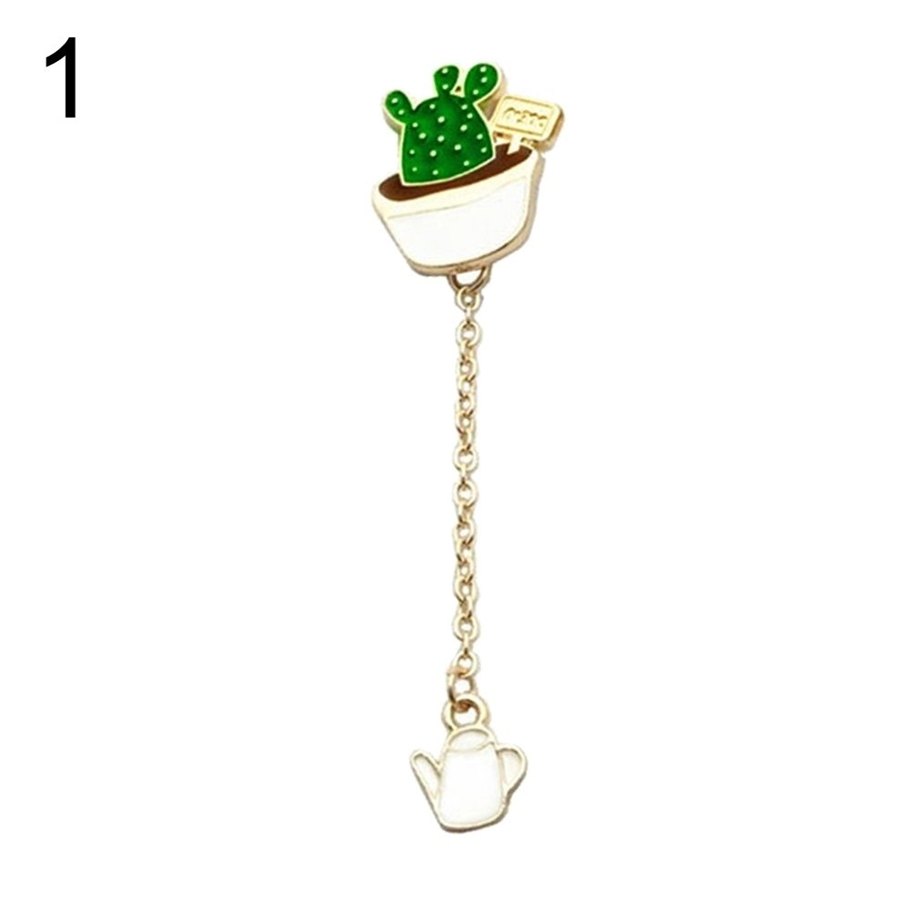 Women Lovely Succulents Enamel Pendant Brooch Pin Cloth Scarf Decor Jewelry Gift Image 4