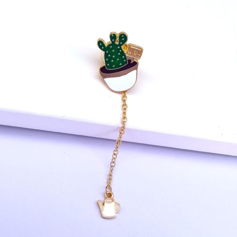 Women Lovely Succulents Enamel Pendant Brooch Pin Cloth Scarf Decor Jewelry Gift Image 8