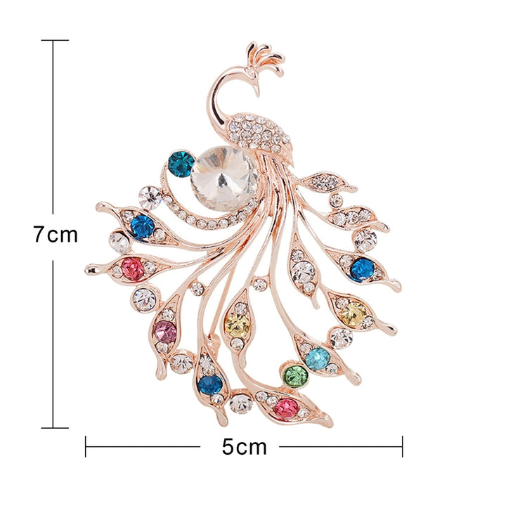 Women Peacock Shape Rhinestone Inlaid Brooch Pin Breastpin Collar Hat Jewelry Image 7