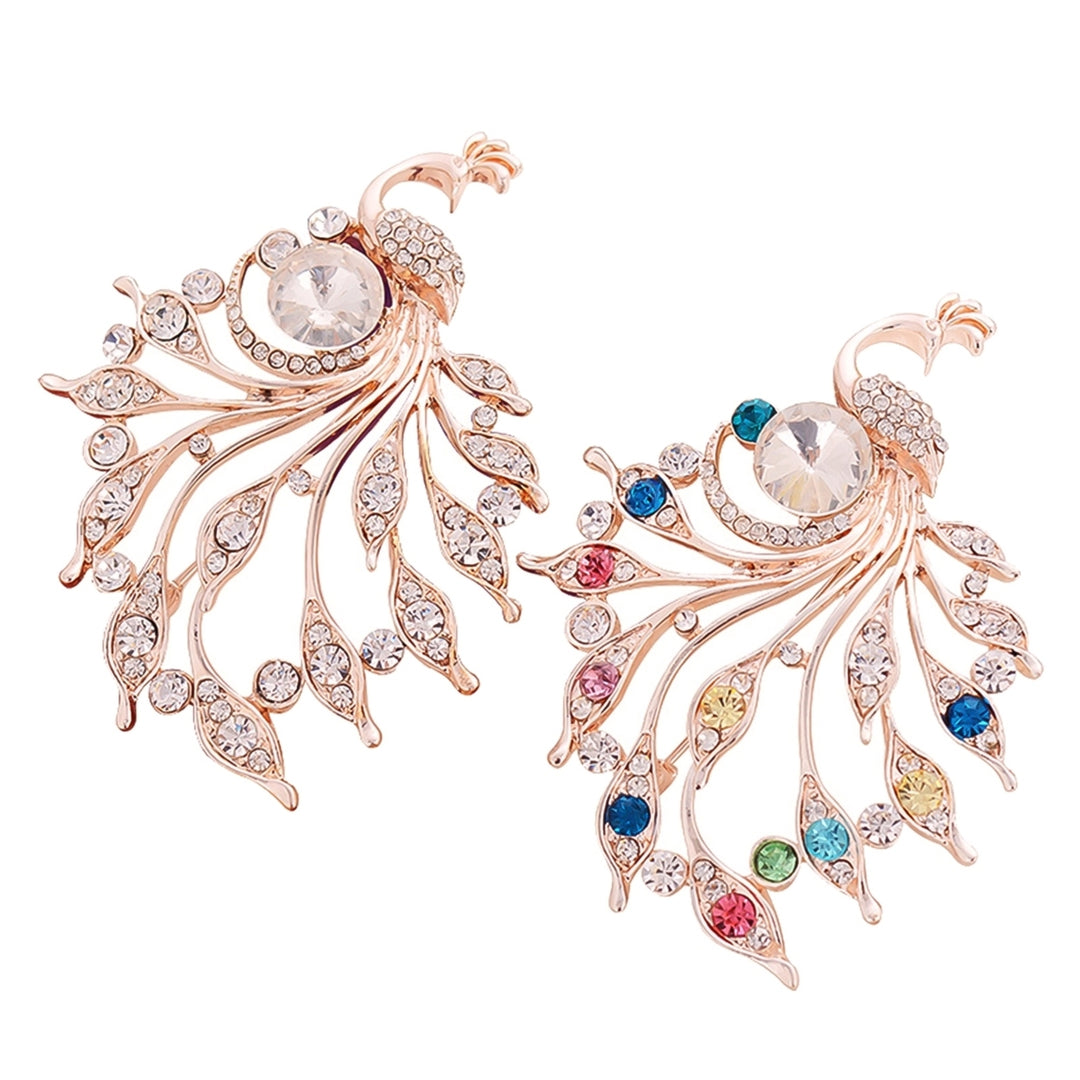 Women Peacock Shape Rhinestone Inlaid Brooch Pin Breastpin Collar Hat Jewelry Image 10